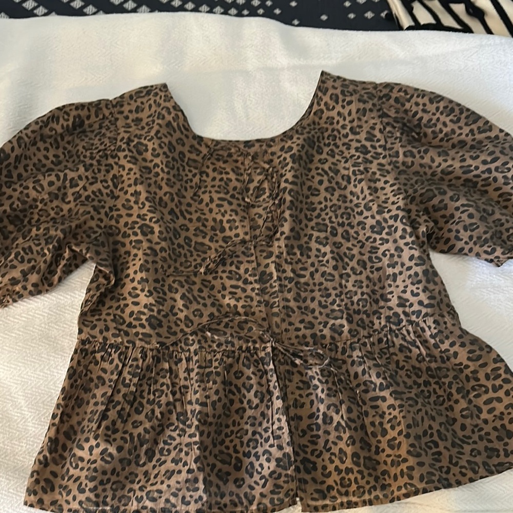 American Eagle Outfitters Leopard Print Blouse Brown Black